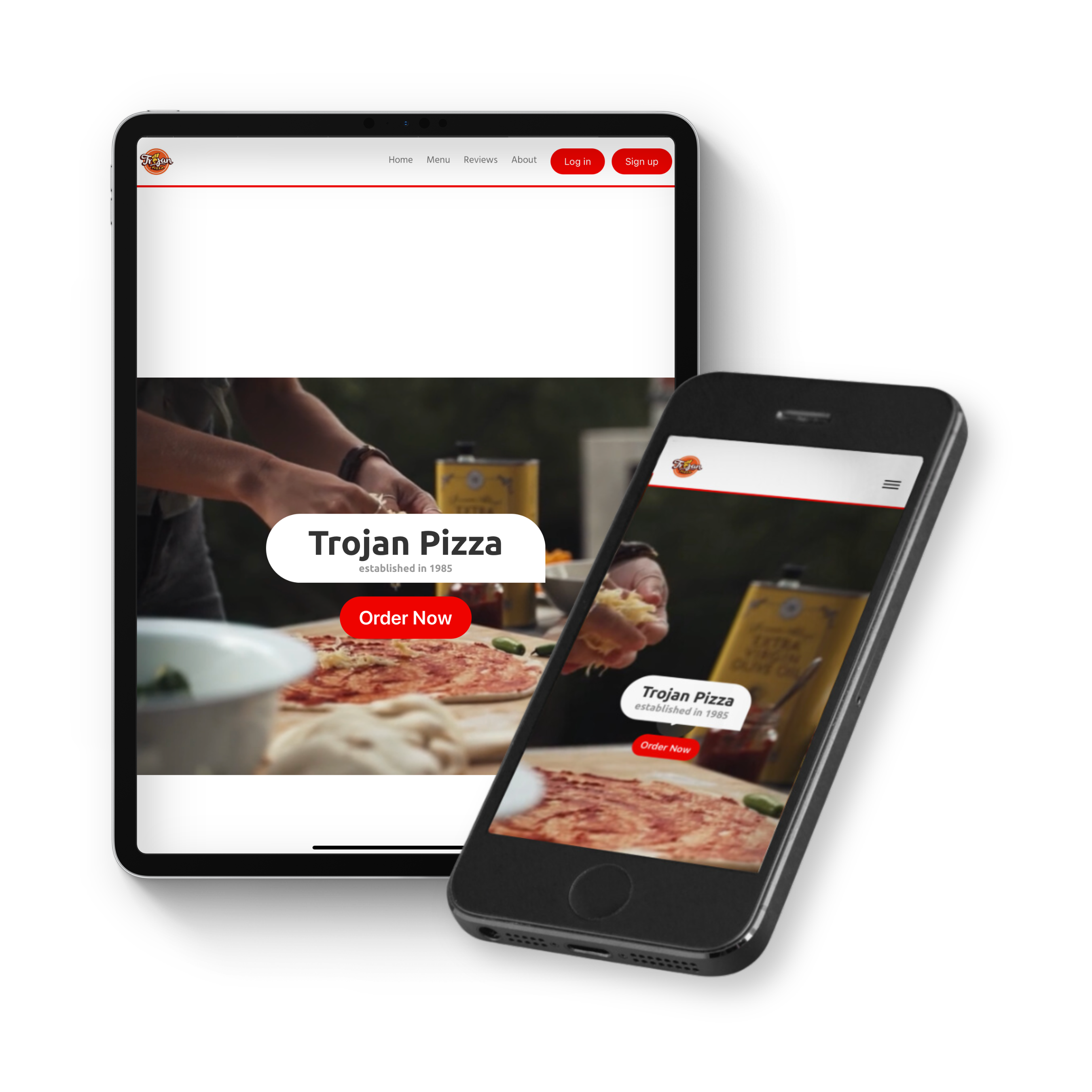 Trojan Pizza Mobile App Interface - Easy Online Ordering